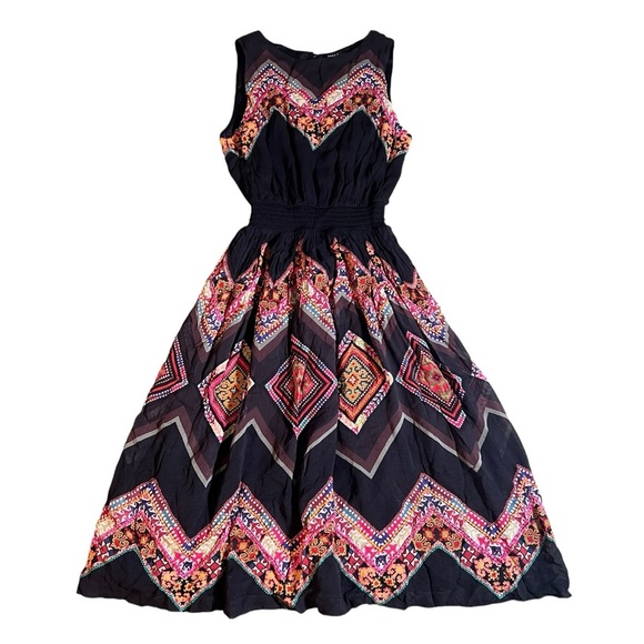 Anthropologie Tanvi Kedia Black Embroidered Bohemian A-Line Dress Size 2 - Picture 1 of 12
